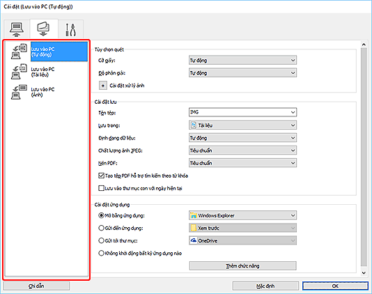 hình: Hộp thoại Cài đặt